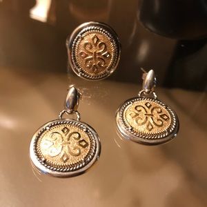 Etruscan style 14k  Sterling ring & earring set